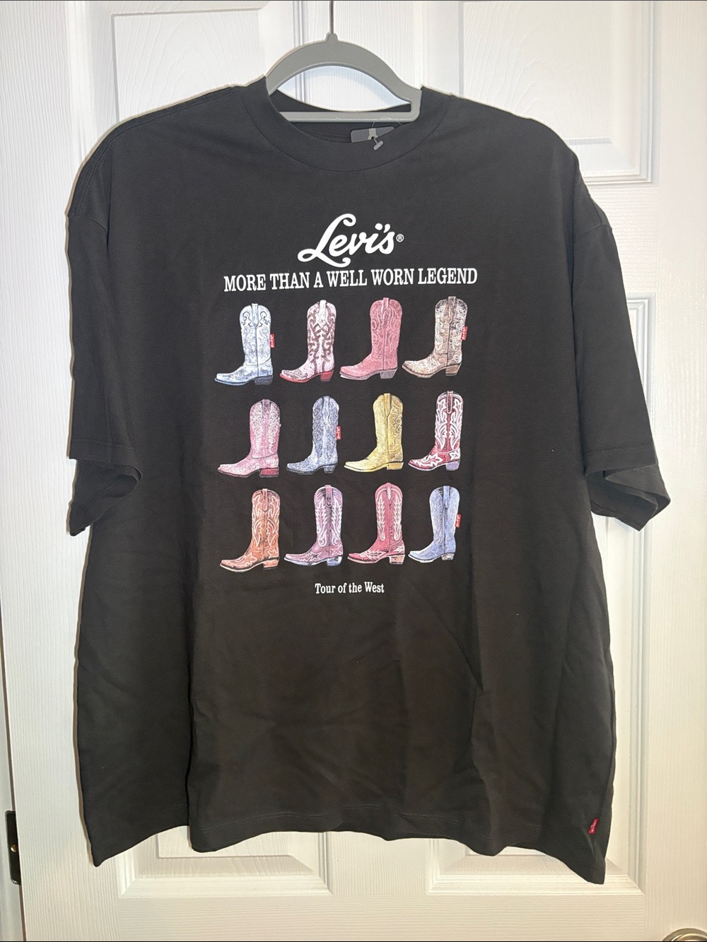 Levi's Black Tee with Multi-Color Western Boot Graphic